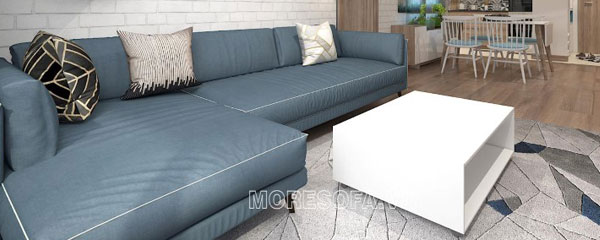 Ghế sofa góc da màu xanh