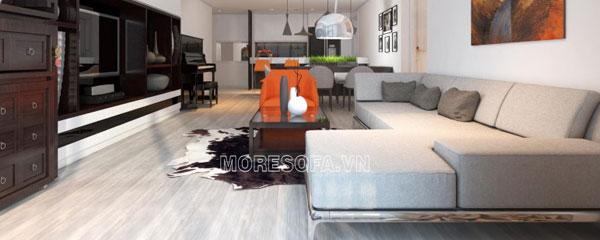 Ghế sofa góc đẹp bọc nỉ chân sắt