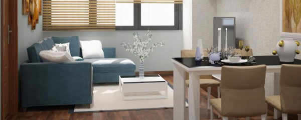 Ghế sofa góc nỉ đẹp màu xanh