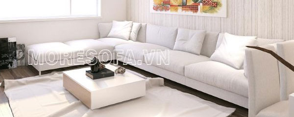 Ghế sofa góc nỉ đẹp màu trắng