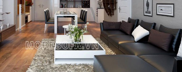 Ghế sofa góc da màu đen