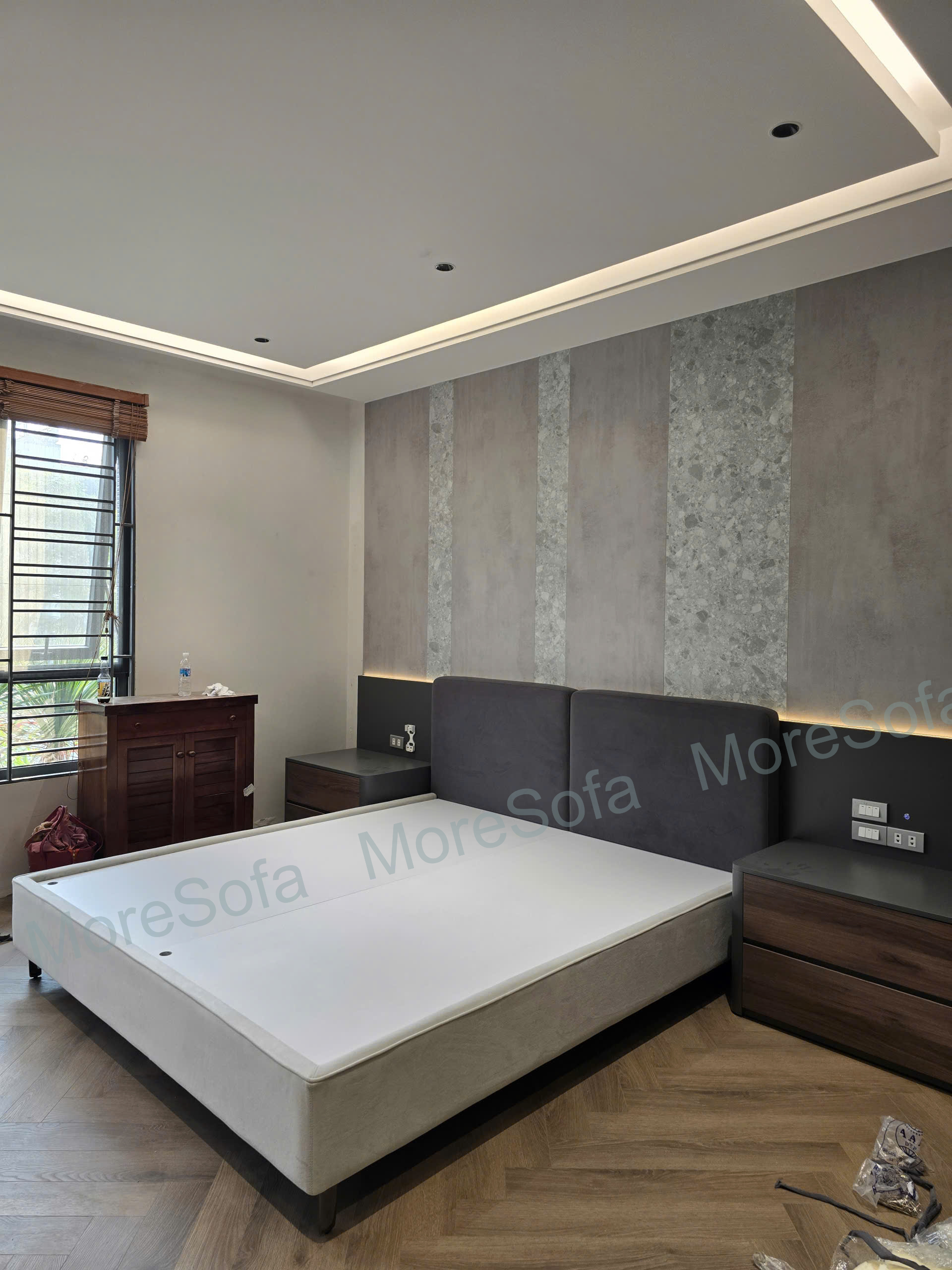 Giường ngủ master căn hộ liền kề Hà Đông
